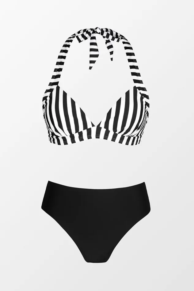 Women Bikini Sets Cupshe Summer Seaside Halter And Classic Hipster Bikini Set Blackwhite