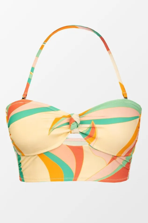 Women Bikini Tops Cupshe Dancing Ribbon Removable Strap Bandeau Cropped Tankini Top Multicolor