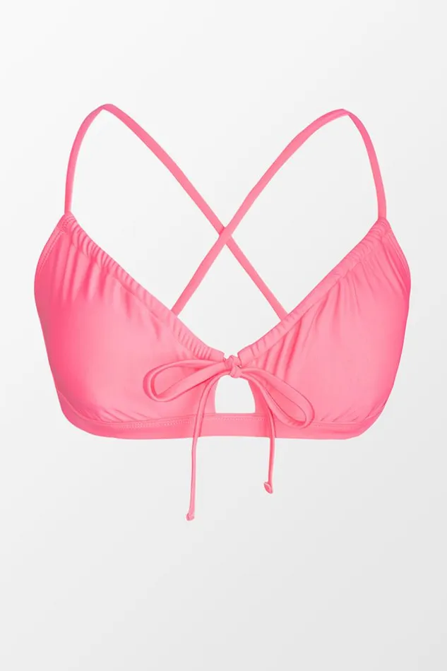 Women Bikini Tops Cupshe Mercury Retrograde Solid Tunneled Bralette Bikini Top Pink