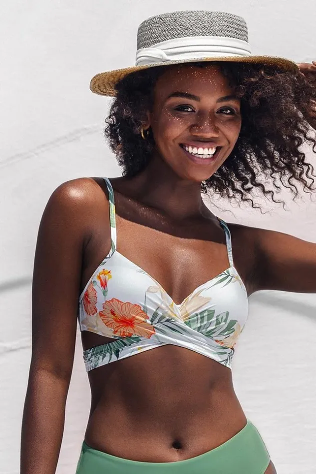 Women Bikini Tops Cupshe Myra Floral Tie Back Bikini Top Multicolor