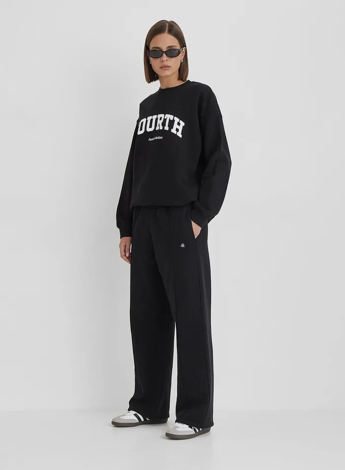 Women Black 4th Wide Leg Branded Joggers 8211 Fergie 4th and Reckless Athleisure Women Black 4th Wide Leg Branded Joggers 8211 Fergie 4th and Reckless Athleisure