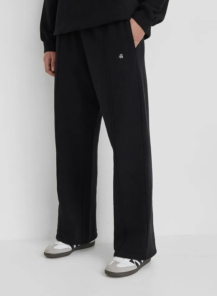 Women Black 4th Wide Leg Branded Joggers 8211 Fergie 4th and Reckless Athleisure