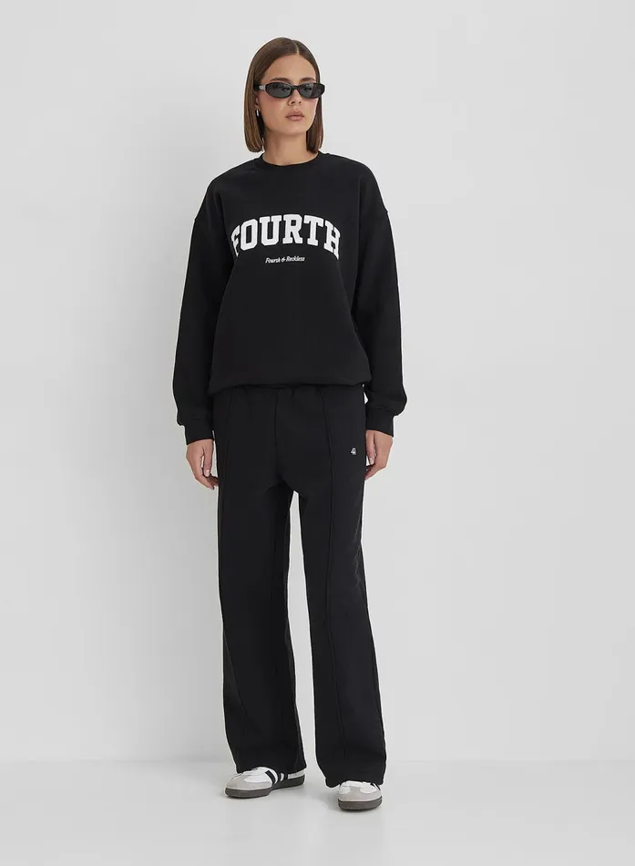 Women Black 4th Wide Leg Branded Joggers 8211 Fergie 4th and Reckless Athleisure