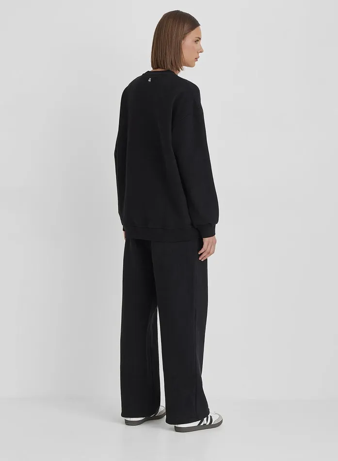 Women Black 4th Wide Leg Branded Joggers 8211 Fergie 4th and Reckless Athleisure