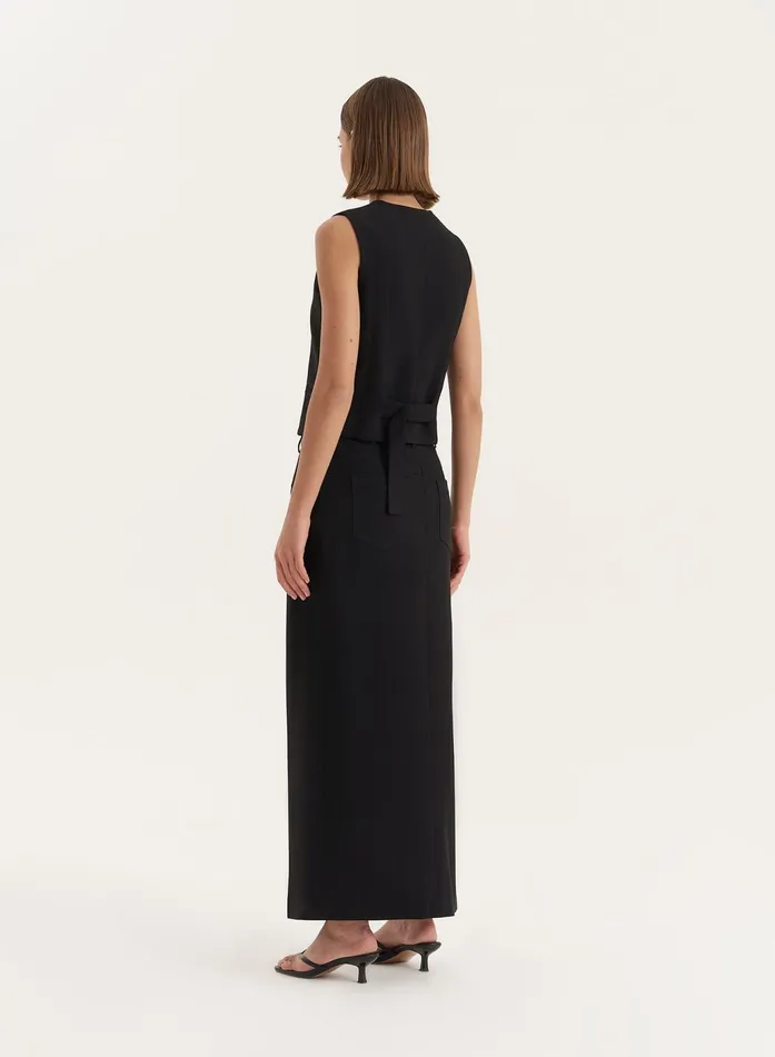 Women Black Asymmetric Gold Button Front Waistcoat Brie 4th and Reckless Tops