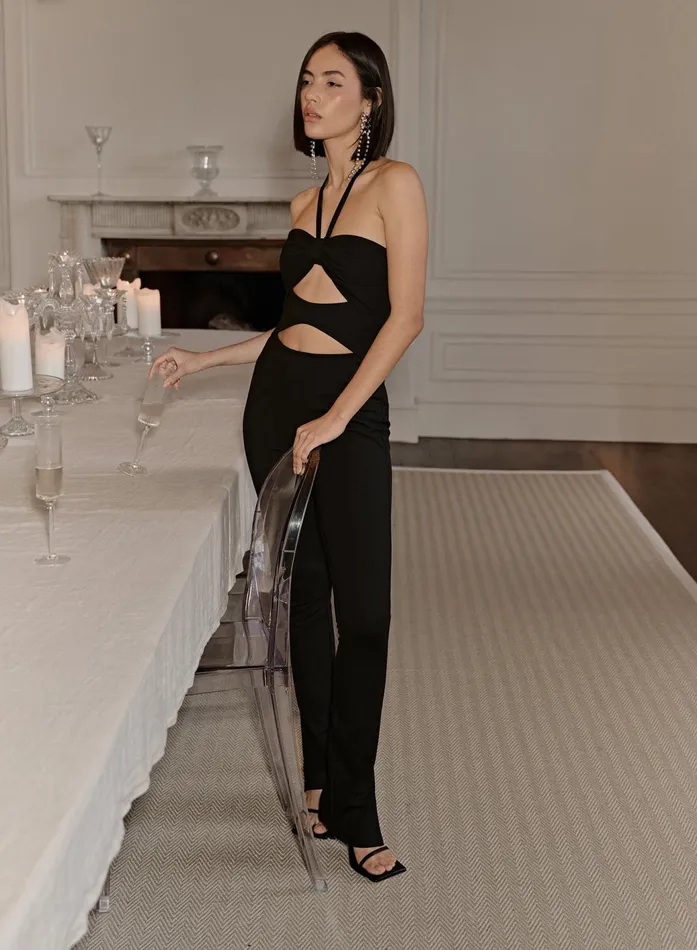Women Black Cut Out Halterneck Jumpsuit 8211 Blanche 4th and Reckless Party Wear Women Black Cut Out Halterneck Jumpsuit 8211 Blanche 4th and Reckless Party Wear