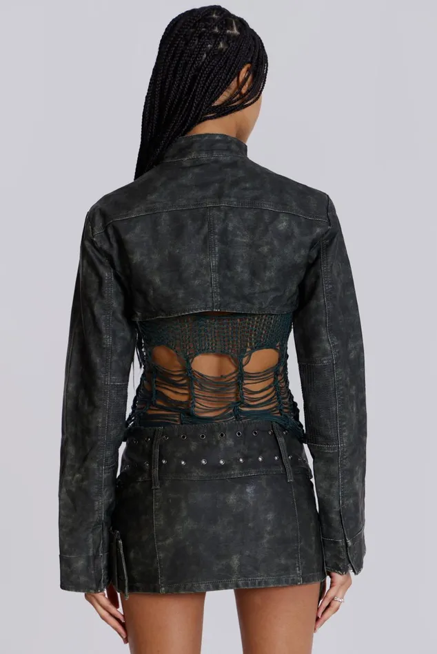 Women Black Faux Leather Wrap Around Belt Mini Skirt Jaded London CoOrds