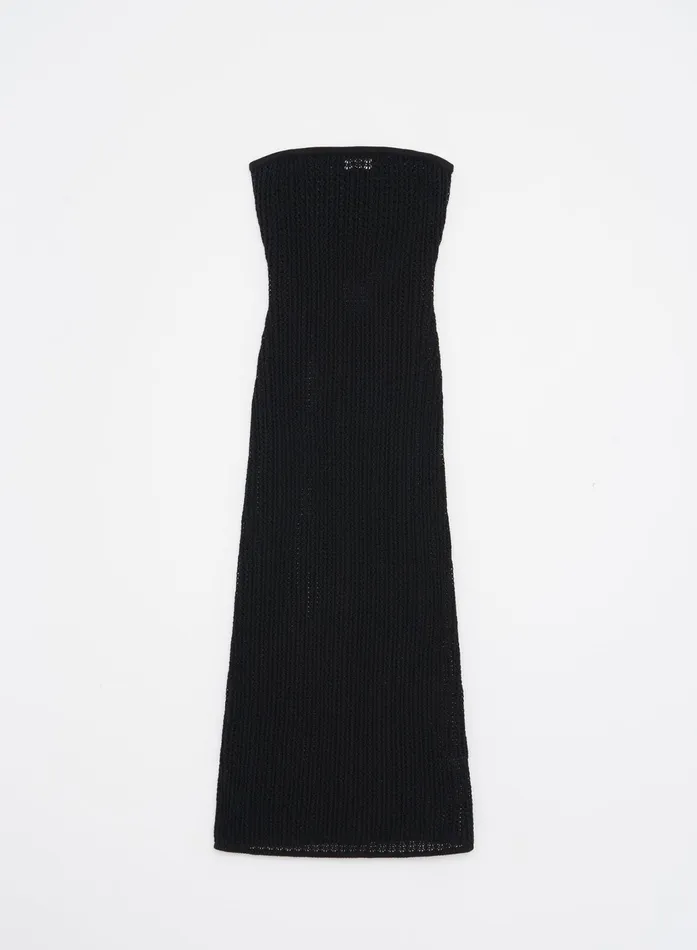 Women Black Knitted Bandeau Maxi Beach Dress Emily 4th and Reckless Knitwear