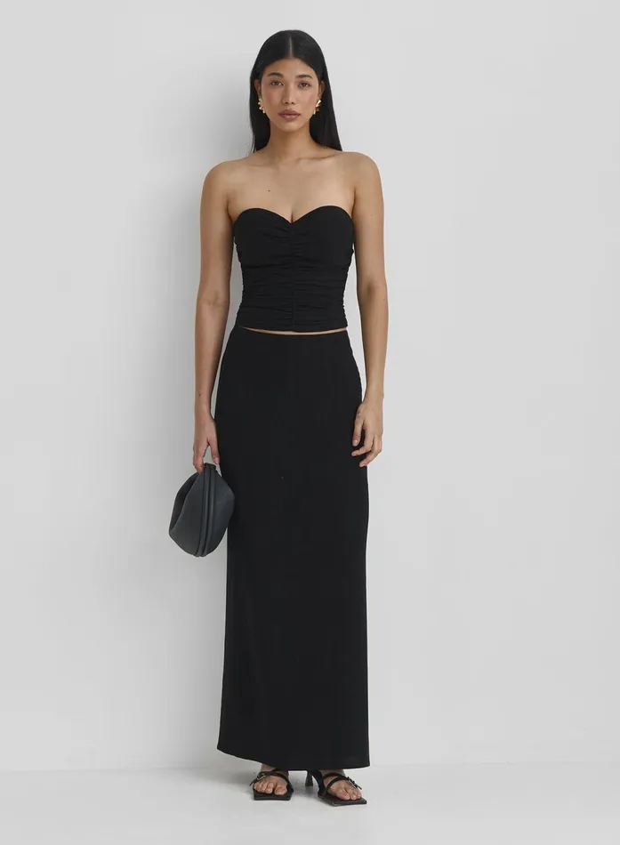 Women Black Linen Maxi Skirt Nikaya 4th and Reckless Skirts