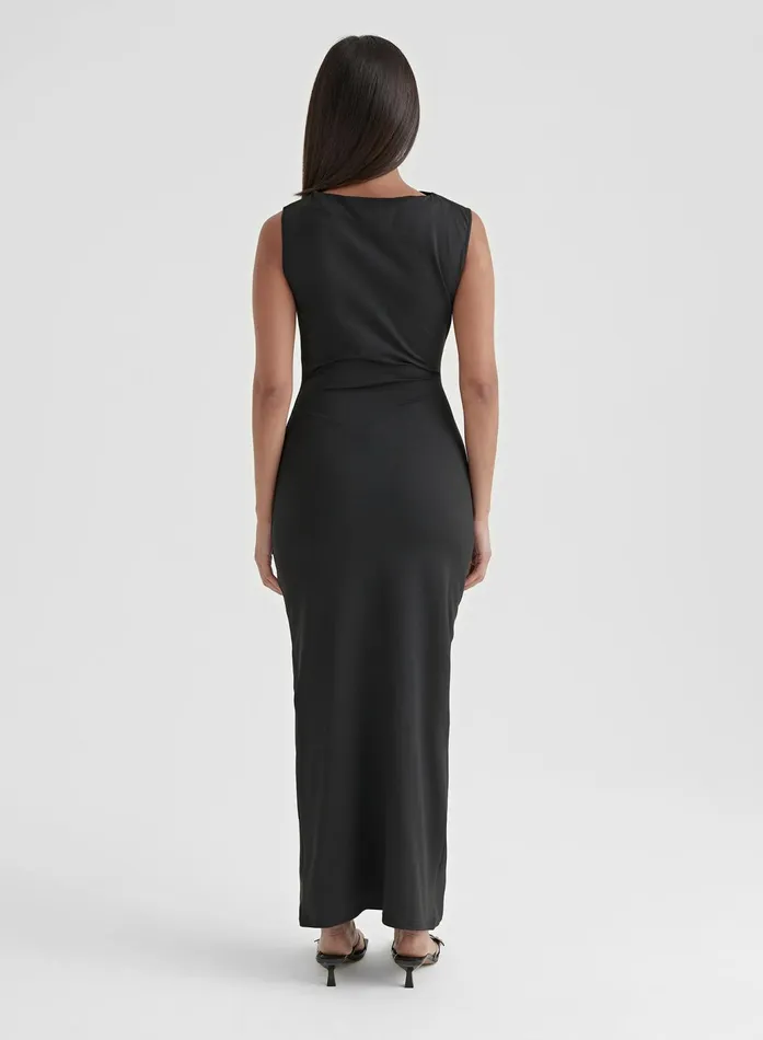 Women Black Ruched Jersey Midaxi Dress 8211 Tamilda 4th and Reckless Dresses