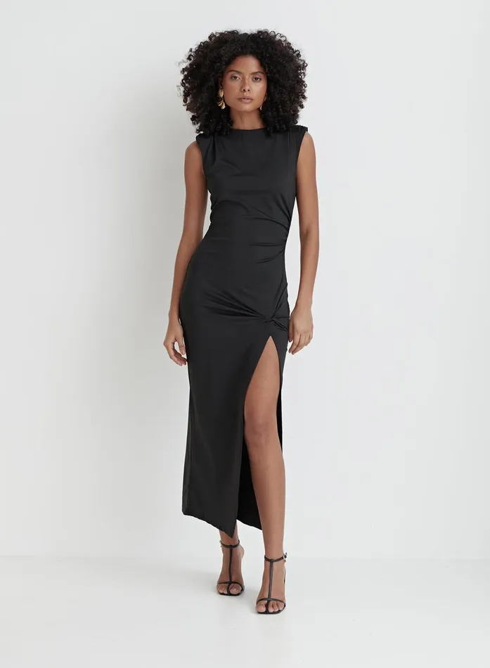 Women Black Side Split Midaxi Dress Verity 4th and Reckless Dresses