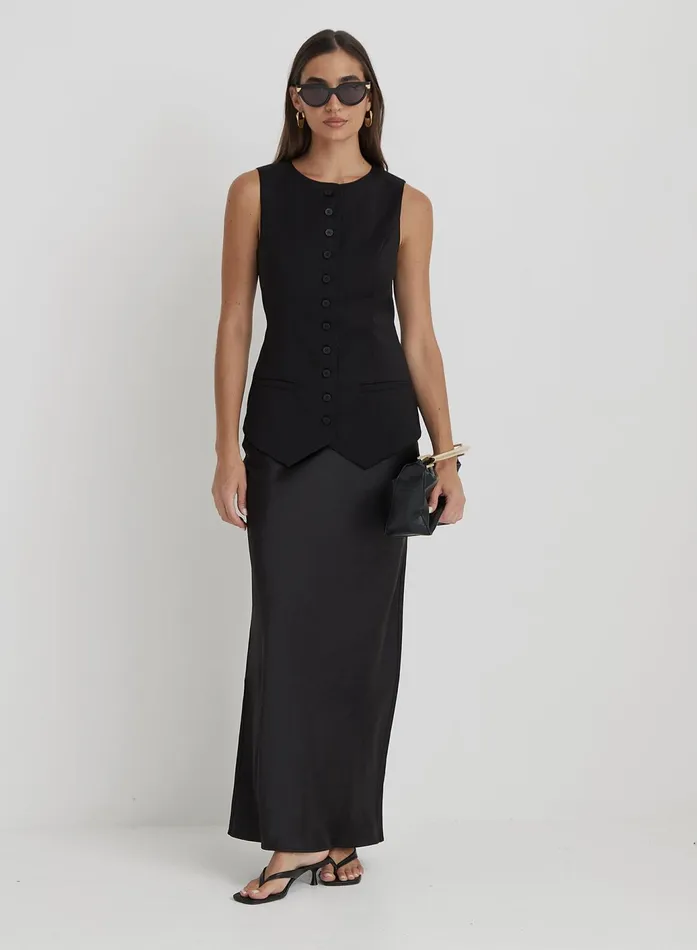 Women Black Tailored Waistcoat Briella 4th and Reckless Party Wear