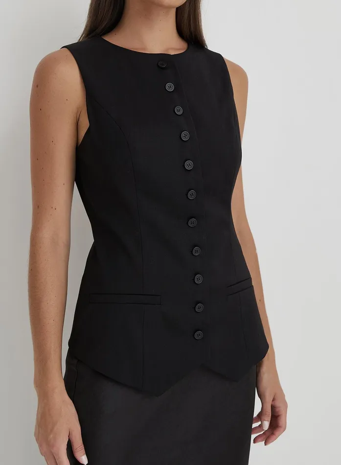 Women Black Tailored Waistcoat Briella 4th and Reckless Party Wear