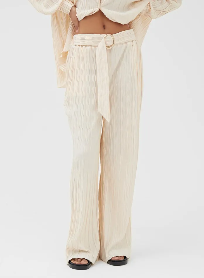 Women Blush Belted Plisse Trouser Emre 4th and Reckless Pants