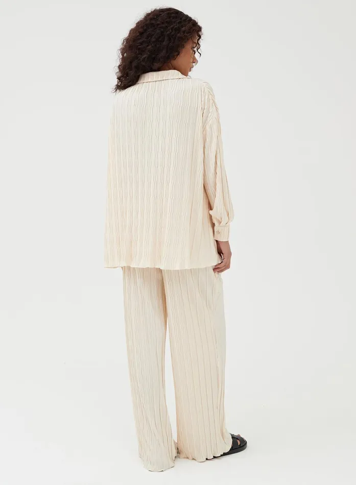 Women Blush Belted Plisse Trouser Emre 4th and Reckless Pants
