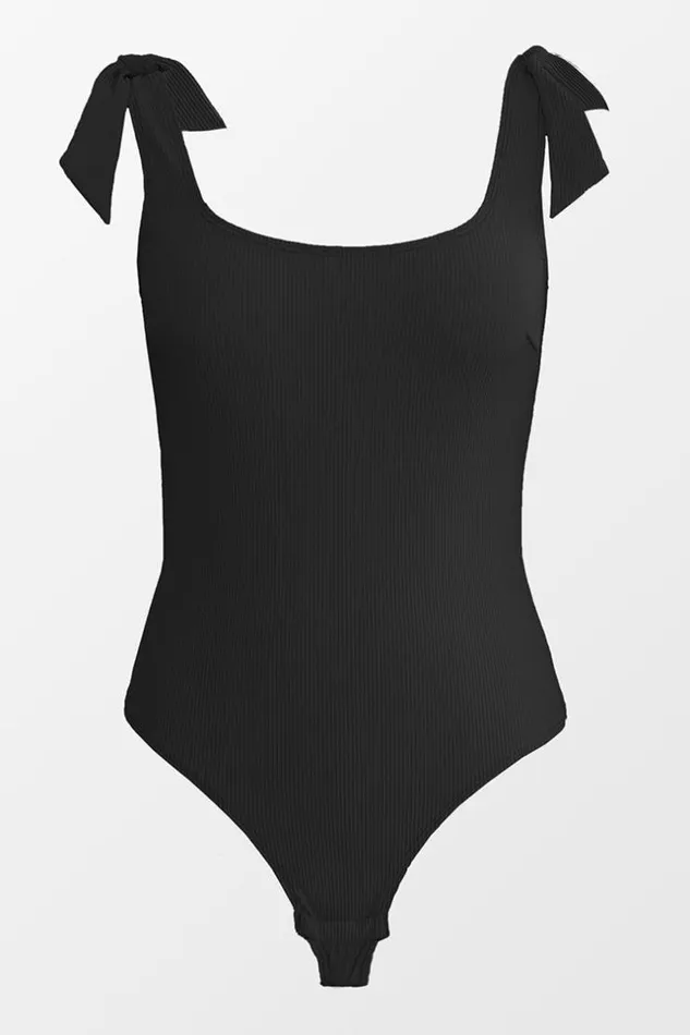 Women Bodysuits Cupshe Brianna Bowknot Bodysuit Black