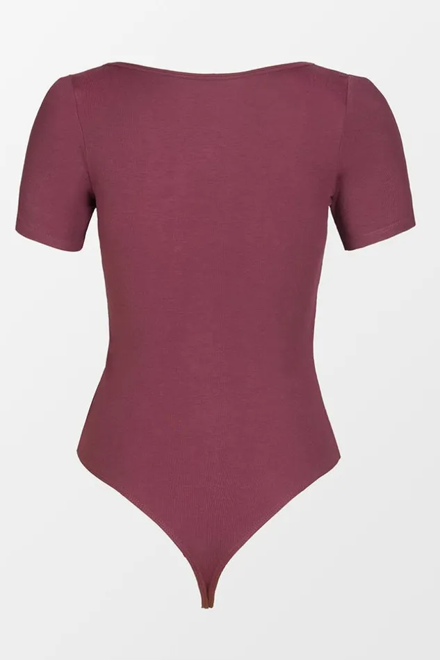 Women Bodysuits Cupshe Laurel Scoop Tie Bodysuit Burgundy