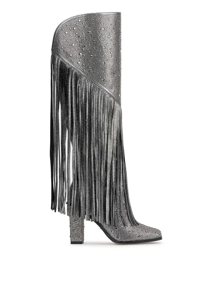 Women Boots and Booties Jessica Simpson Asire Fringe Boot In Pewter