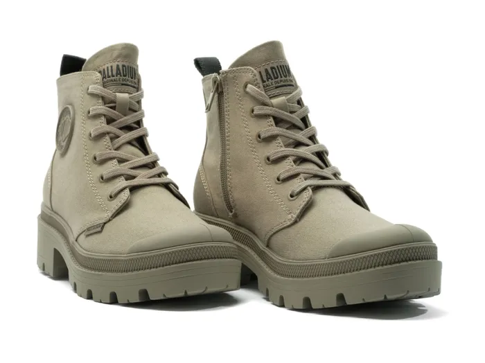 Women Boots PALLADIUM PALLABASE TWILL Dusky Green Women Boots PALLADIUM PALLABASE TWILL Dusky Green