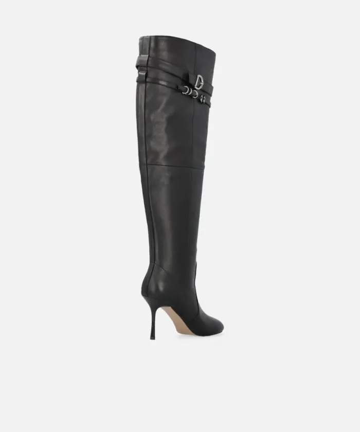 Women Boots Pinko Kneehigh Nappa Leather Boots With Heel And Strap Limo Black Women Boots Pinko Kneehigh Nappa Leather Boots With Heel And Strap Limo Black