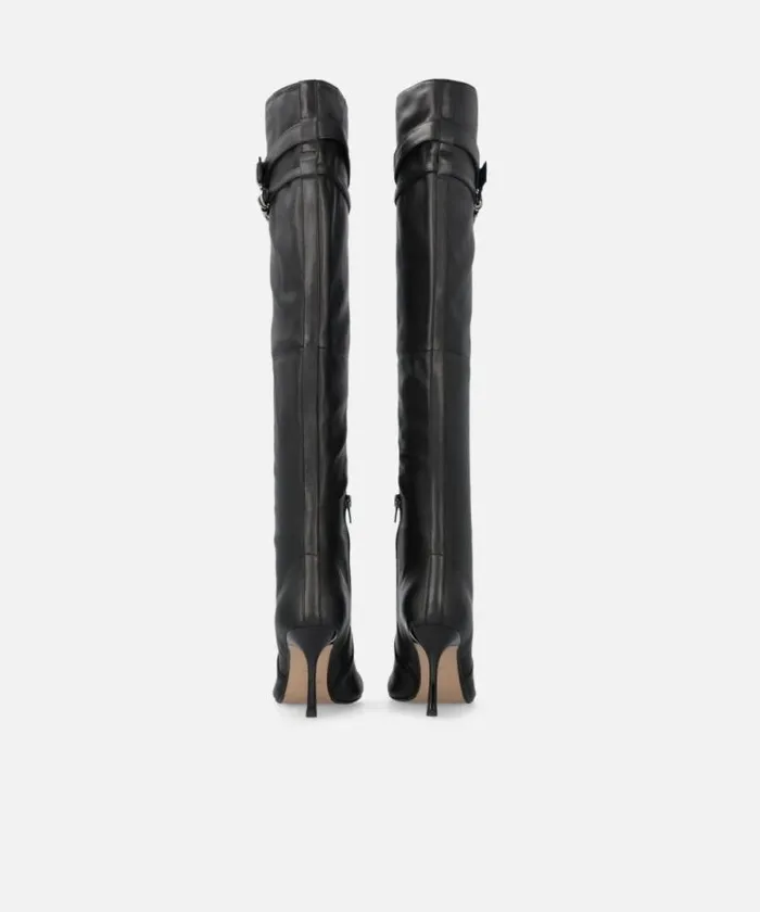 Women Boots Pinko Kneehigh Nappa Leather Boots With Heel And Strap Limo Black Women Boots Pinko Kneehigh Nappa Leather Boots With Heel And Strap Limo Black