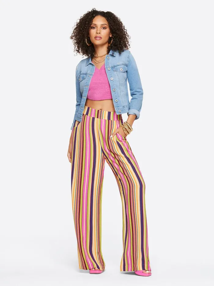 Women Bottoms Jessica Simpson Winnie Wide Leg Pants In Rainbow Stripe