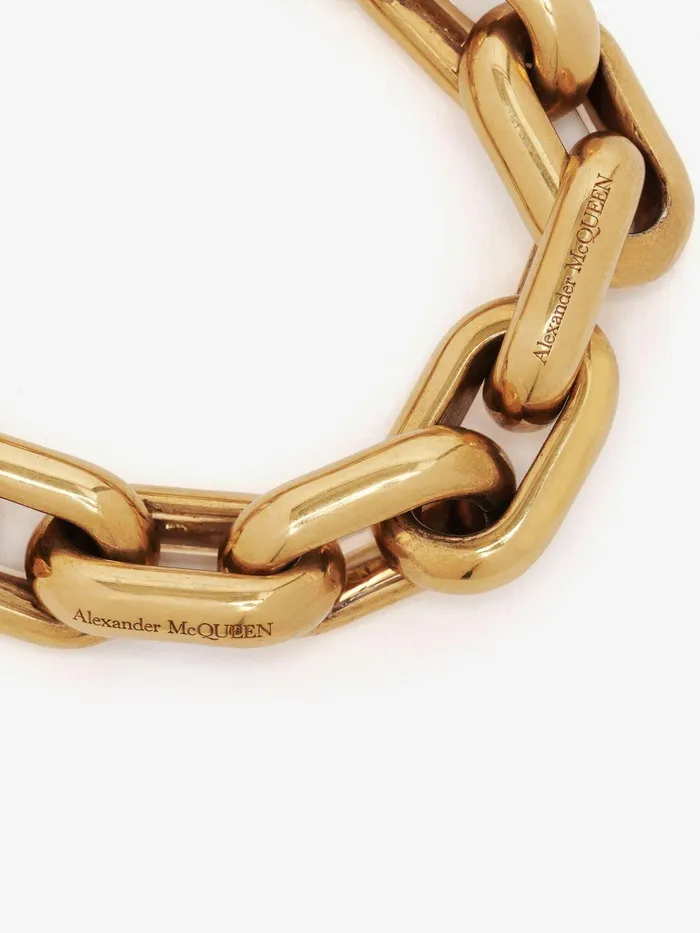 Women Bracelets Alexander McQueen Peak Chain Bracelet Antique Gold