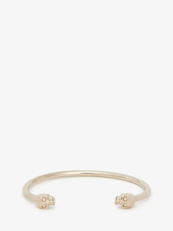 Women Bracelets Alexander McQueen Twin Skull Bracelet Antique Gold