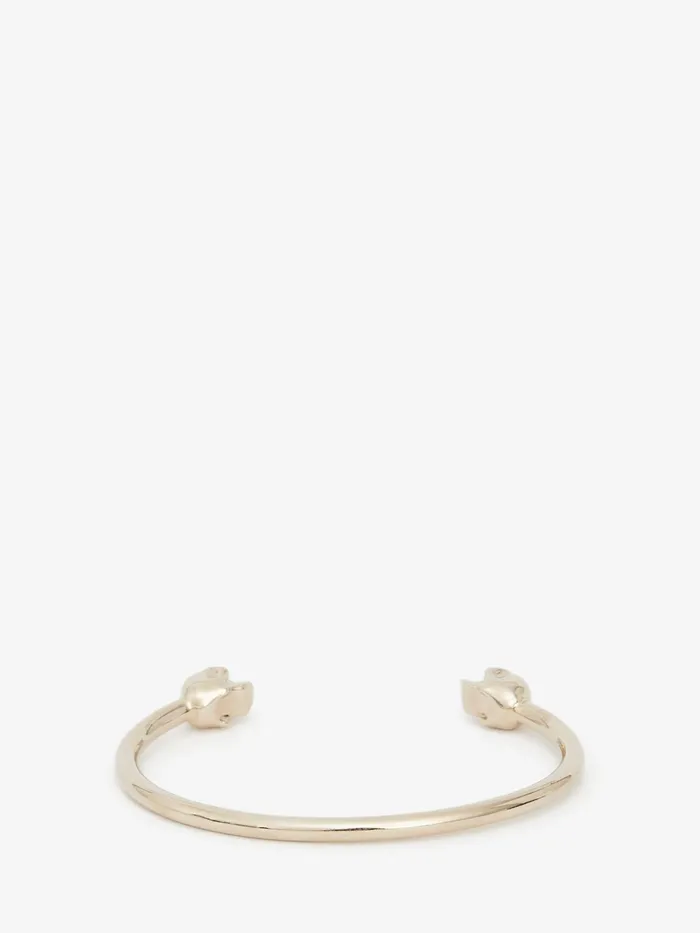 Women Bracelets Alexander McQueen Twin Skull Bracelet Antique Gold