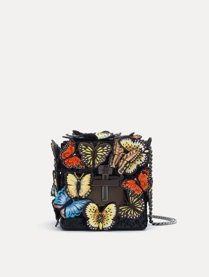 Women Butterfly Appliqu Alibi Cube Black Multi Oscar De La Renta Handbags Women Butterfly Appliqu Alibi Cube Black Multi Oscar De La Renta Handbags