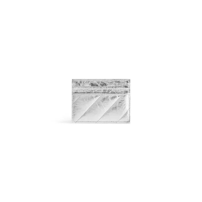 Women Card Holders Balenciaga Crush Card Holder Metallized Quilted In Silver