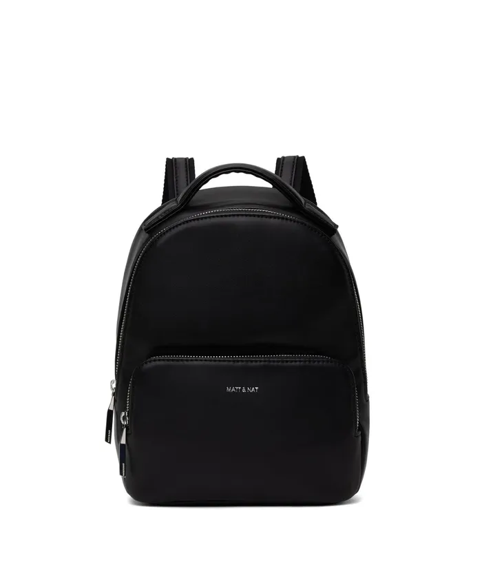 Women Carosm Small Vegan Backpack 8211 Loom Black Matt and Nat Backpacks