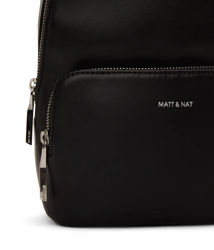 Women Carosm Small Vegan Backpack 8211 Loom Black Matt and Nat Backpacks