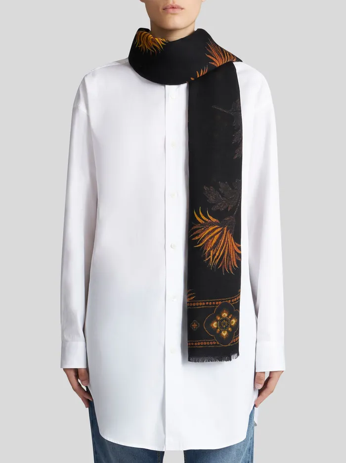 Women Cashmere Scarf With Dahlias Etro Scarves And Silk