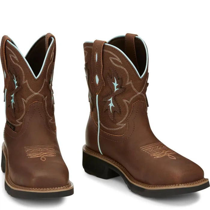 WOMEN Chisel 8034 Nano Composite Toe Waterproof Work Boot Mocha Justin Boots Work