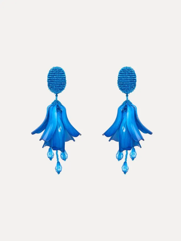 Women Classic Impatiens ClipOn Earrings Lapis Oscar De La Renta Earrings