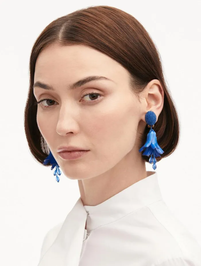 Women Classic Impatiens ClipOn Earrings Lapis Oscar De La Renta Earrings Women Classic Impatiens ClipOn Earrings Lapis Oscar De La Renta Earrings
