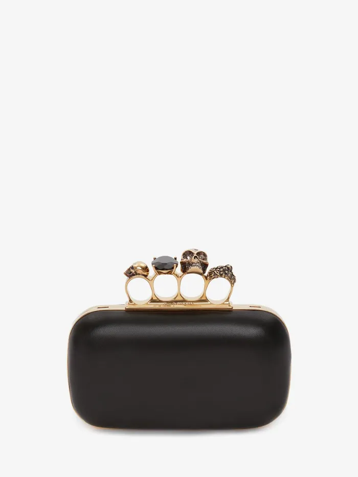 Women Clutches Alexander McQueen Knuckle Clutch With Chain Black