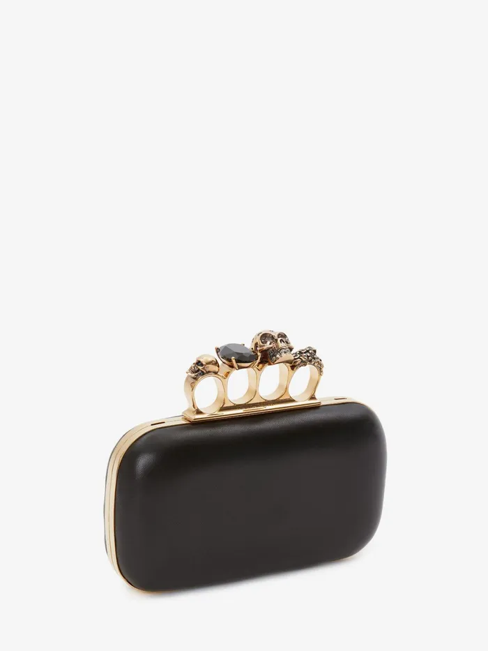 Women Clutches Alexander McQueen Knuckle Clutch With Chain Black