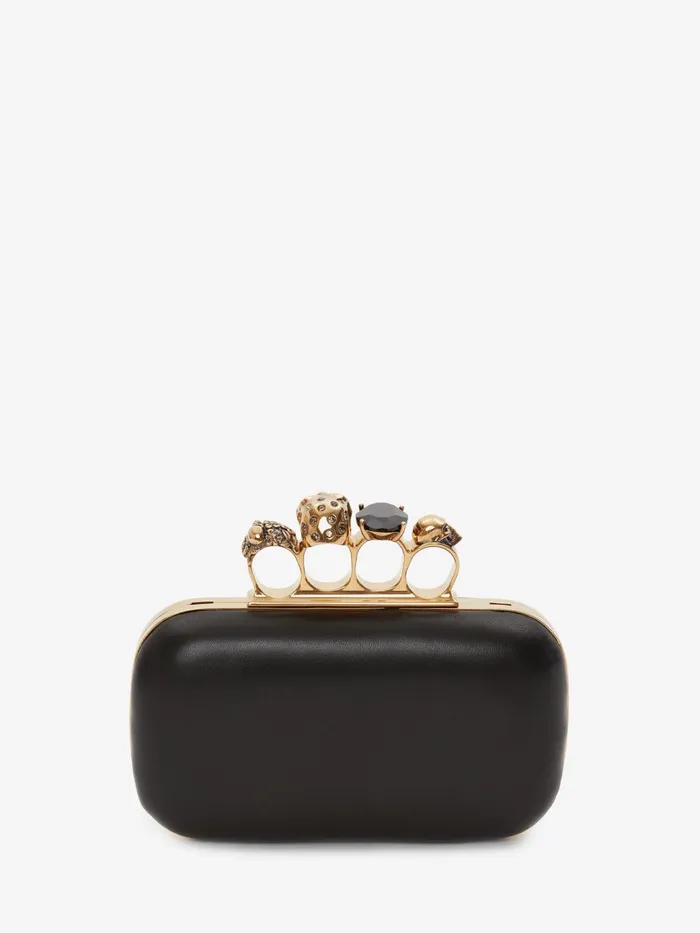 Women Clutches Alexander McQueen Knuckle Clutch With Chain Black