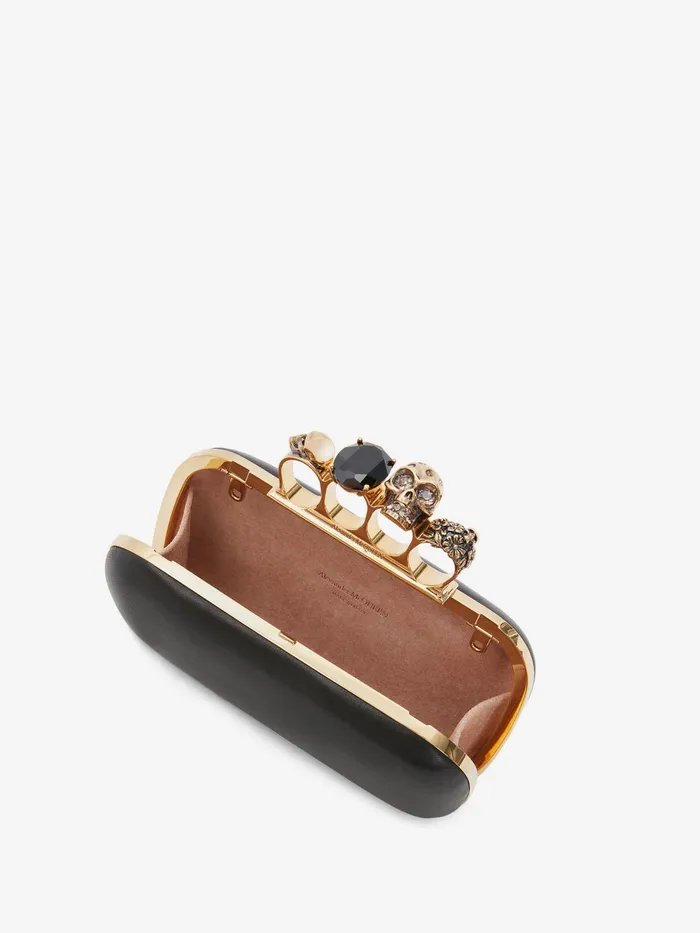 Women Clutches Alexander McQueen Knuckle Clutch With Chain Black