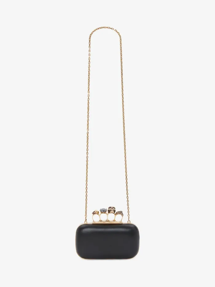 Women Clutches Alexander McQueen Knuckle Clutch With Chain Black