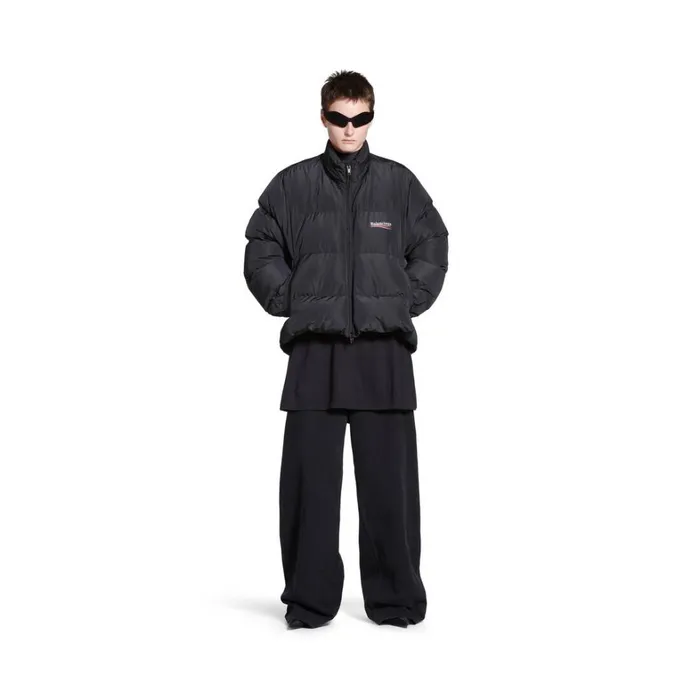 Women Coats and Jackets Balenciaga Political Campaign Cshape Puffer In Black