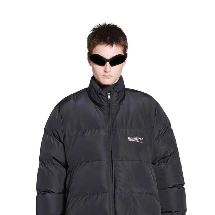 Women Coats and Jackets Balenciaga Political Campaign Cshape Puffer In Black