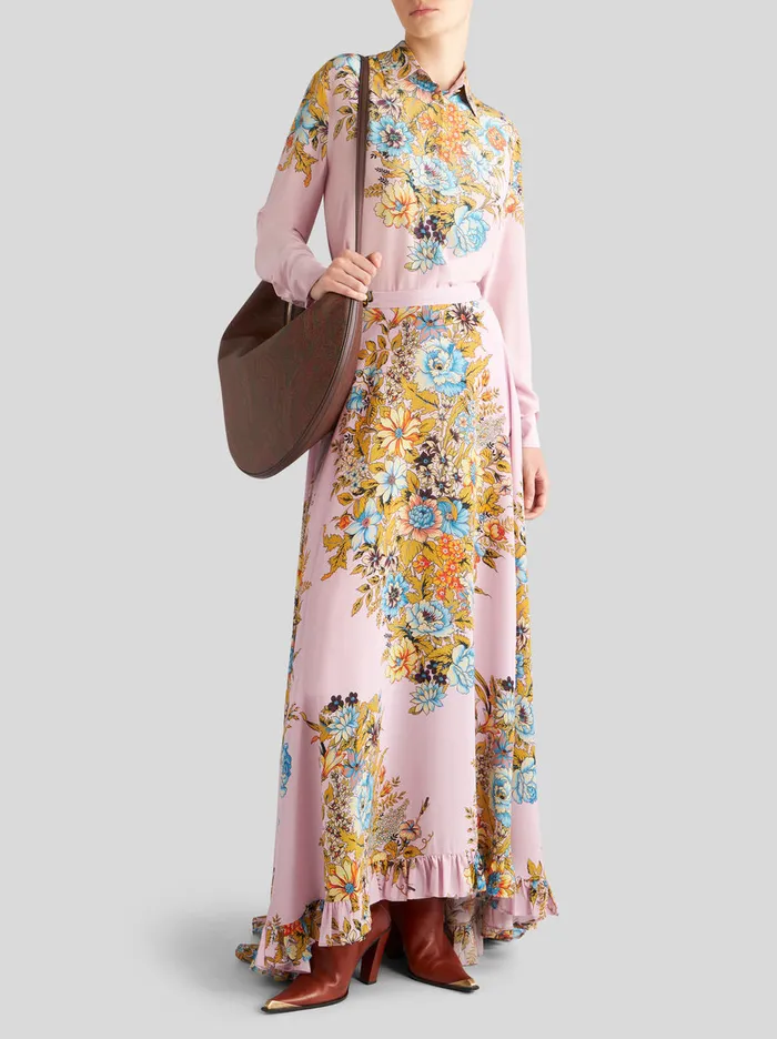 Women Crepe De Chine Shirt With Placed Print Etro Shirts And Blouses