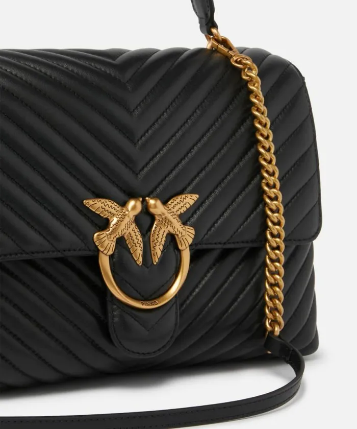 Women Crossbody Bags Pinko Big Lady Love Bag Puff Chevron Blackantique Gold Women Crossbody Bags Pinko Big Lady Love Bag Puff Chevron Blackantique Gold