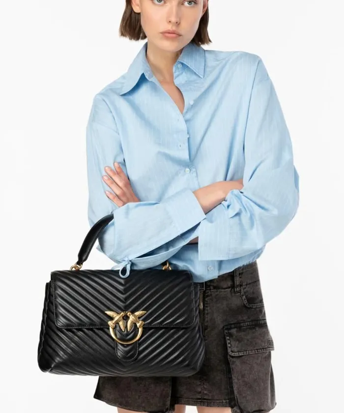 Women Crossbody Bags Pinko Big Lady Love Bag Puff Chevron Blackantique Gold Women Crossbody Bags Pinko Big Lady Love Bag Puff Chevron Blackantique Gold