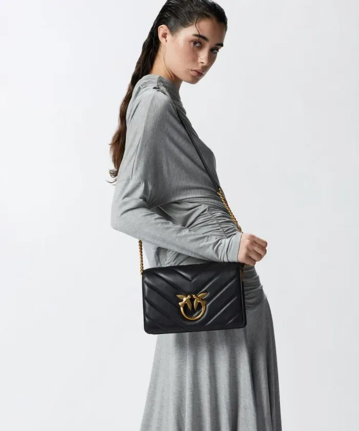 Women Crossbody Bags Pinko Classic LoveBag Click Big Chevron Blackantique Gold Women Crossbody Bags Pinko Classic LoveBag Click Big Chevron Blackantique Gold