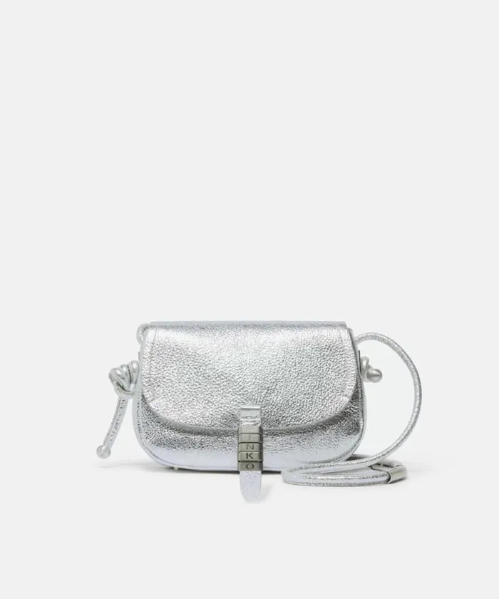 Women Crossbody Bags Pinko Crossbody Mini Saddle Bag In Laminated Leather Silverbrushed Silver Women Crossbody Bags Pinko Crossbody Mini Saddle Bag In Laminated Leather Silverbrushed Silver