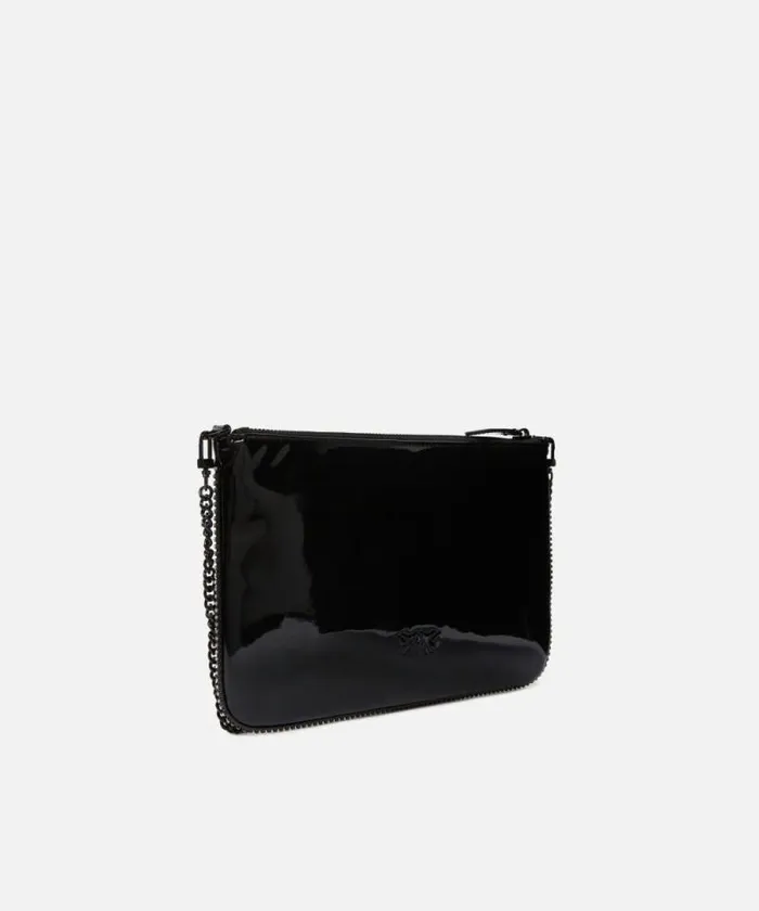 Women Crossbody Bags Pinko Glossy Handbag With Rhinestones And Shoulder Strap Limo Black Block Colour Women Crossbody Bags Pinko Glossy Handbag With Rhinestones And Shoulder Strap Limo Black Block Colour